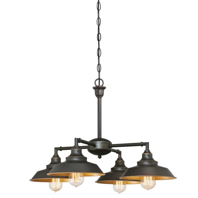 Westinghouse - Iron Hill Four-Light Indoor Convertible Chandelier/Semi-Flush - Oil Rubbed Bronze