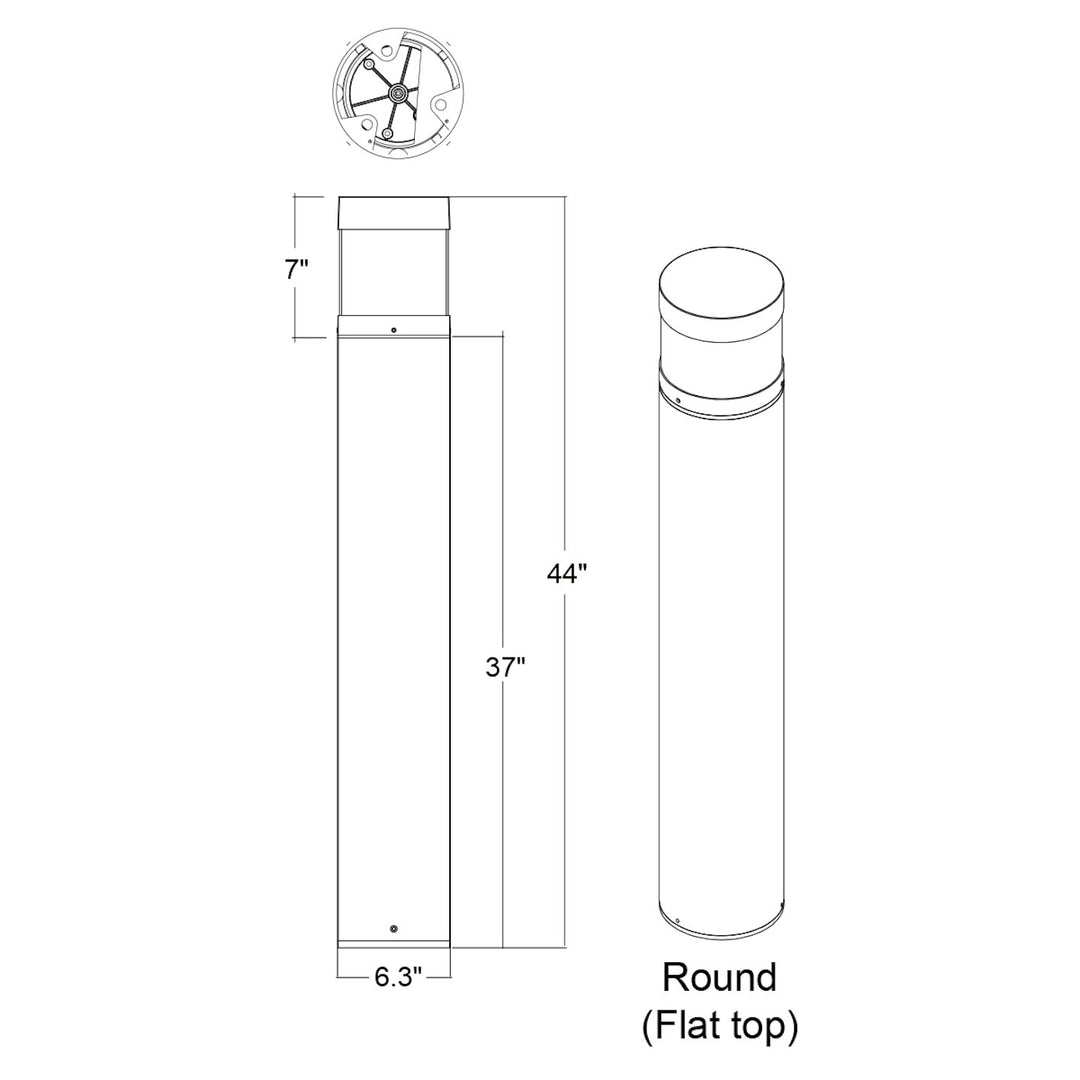 44" Bollard Base: Round :22W/16W/12W - Black