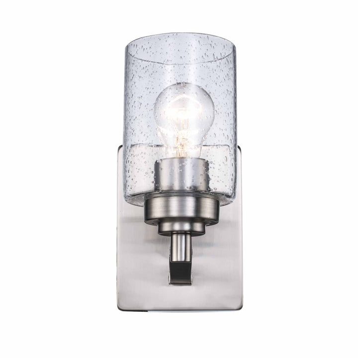 Mod Pod Indoor Glass Drum Armed Sconce Double Disk - Brushed Nickel