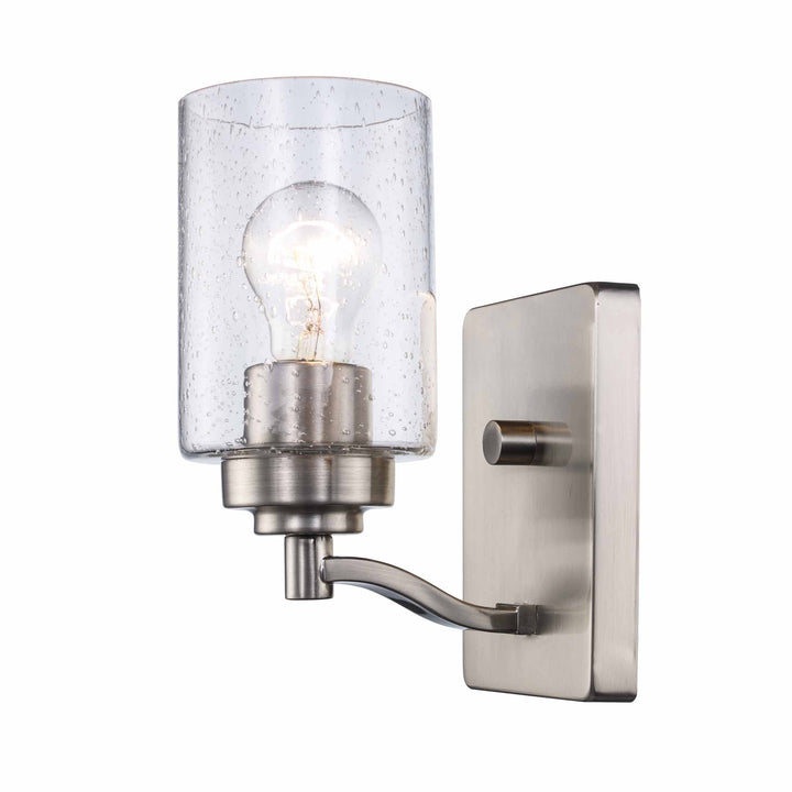 Mod Pod Indoor Glass Drum Armed Sconce Double Disk - Brushed Nickel