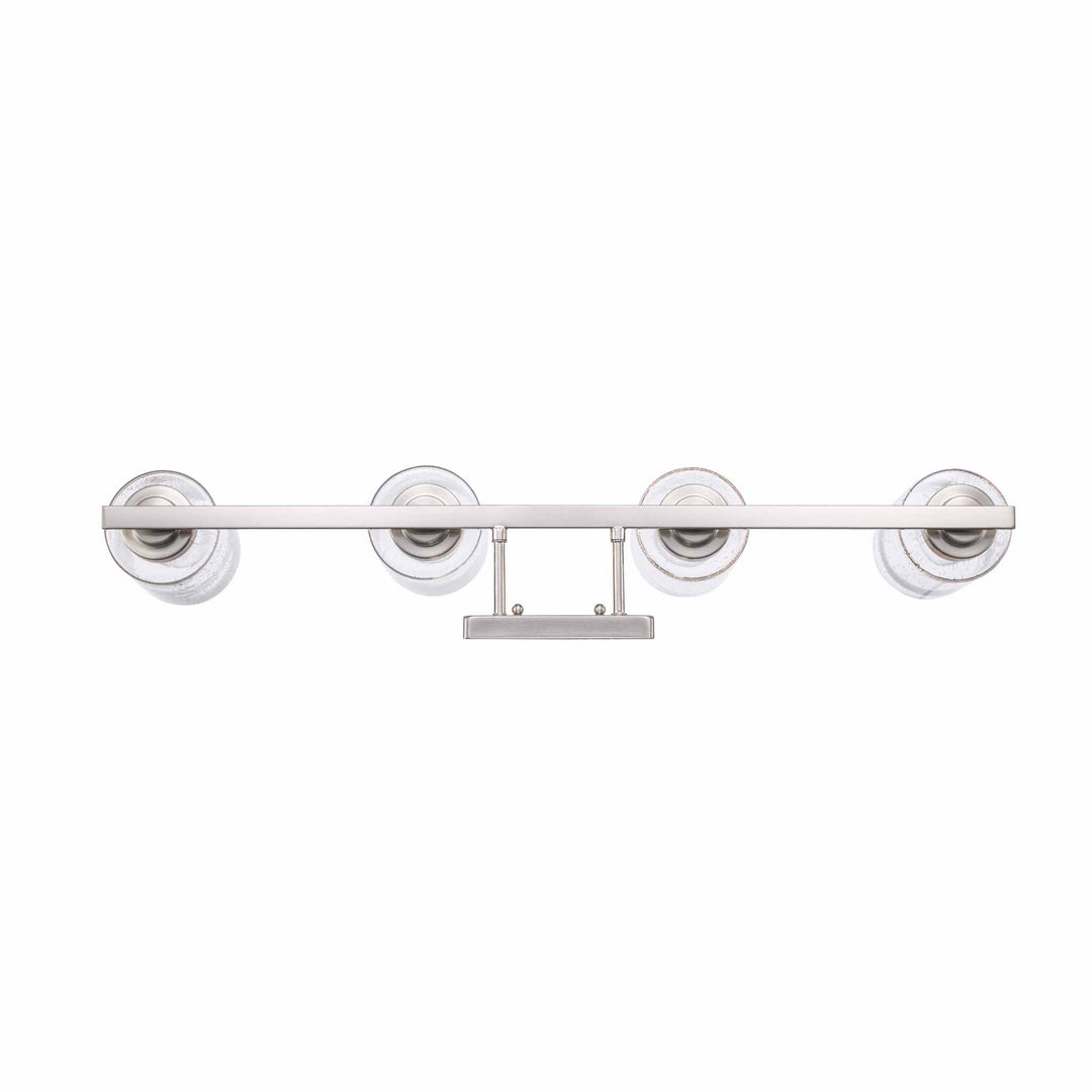 Mod Pod 4-Light Glass Drum Shaded Vanity Bar Double Disk - Brushed Nickel