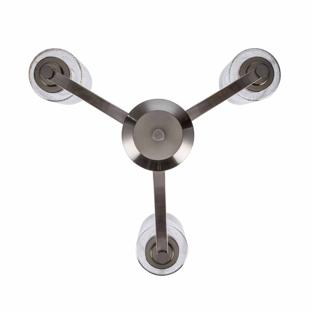 3-Light Single Tier Glass Shaded Doubel Disk -  Brushed Nickel