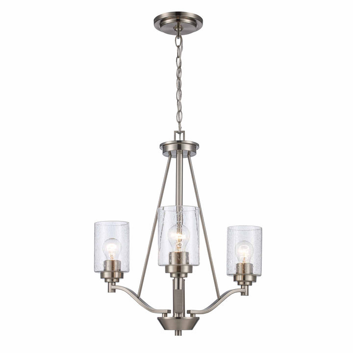 Mod Pod 3-Light Single Tier Glass Shaded Double Disk - Brushed Nickel