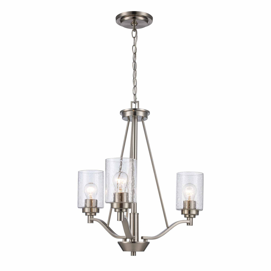 Mod Pod 3-Light Single Tier Glass Shaded Double Disk - Brushed Nickel