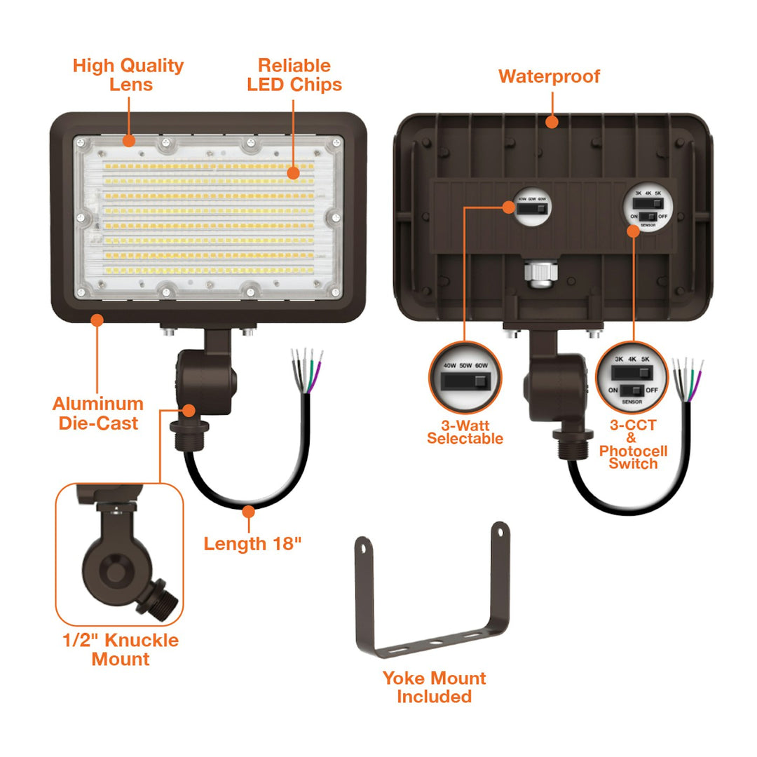 Mini Area Floodlights: XS-Line 3-CCT Selectable 60W/50W/40W - Black