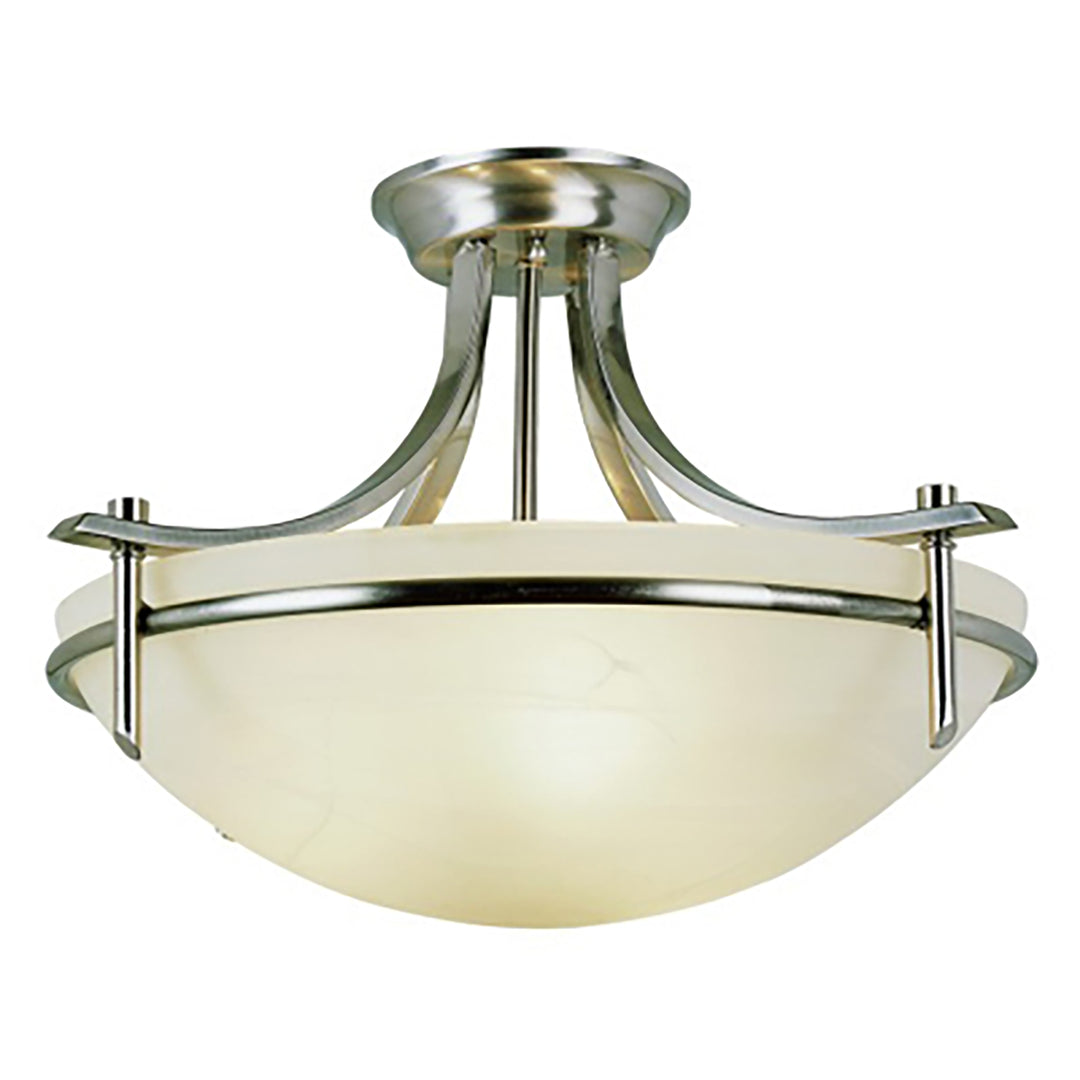 Vitalian Collection, Metal Trimmed Glass Bowl, Indoor Semi Flush Ceiling Light - Brushed Nickel