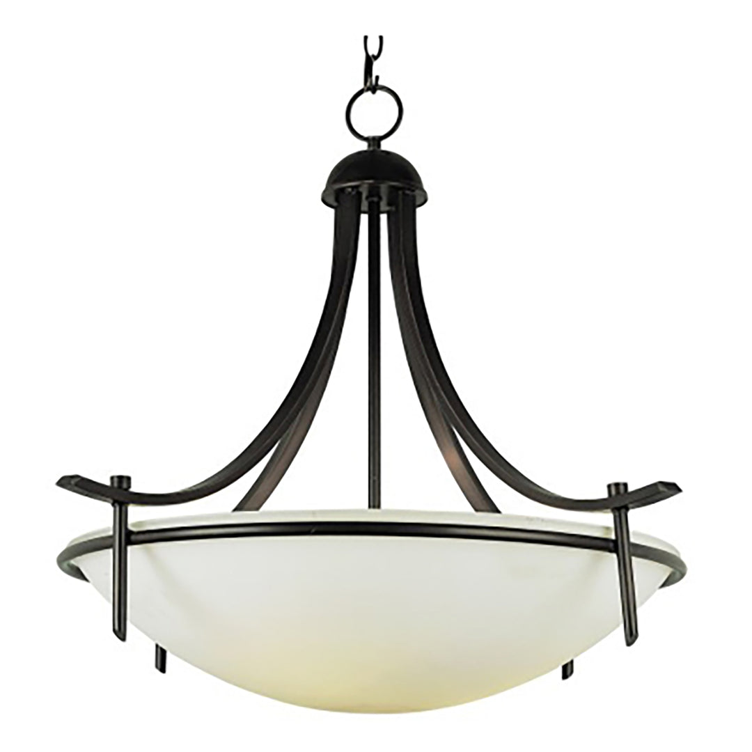 Metal Trimmed Glass Bowl, Indoor Hanging Light Frosted Glass - Rubbed Oil Bronze