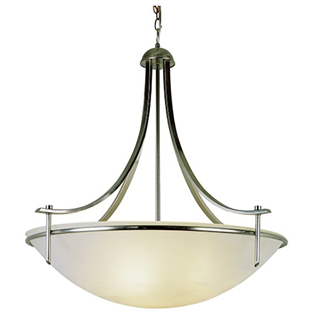 Vitalian Collection, Metal Trimmed Glass Bowl, Indoor Hanging Opal Glass Light  - Brushed Nickel