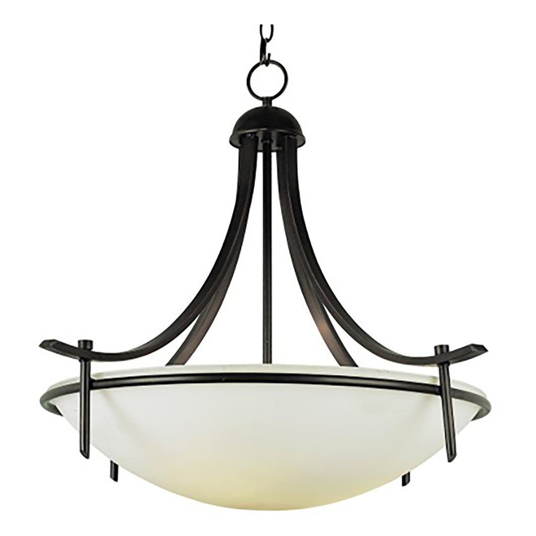 Vitalian Collection, Metal Trimmed Glass Bowl, Indoor Hanging Opal Glass Light  -  Rubbed Oil Bronze