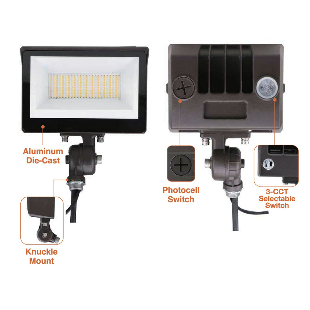 Mini Flood Light: ARCY-Line, 3-CCT & Power Select w/ Photocell 40W/50W/60W - Bronze