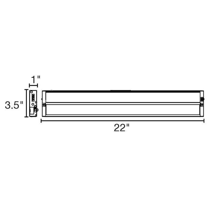 22" Undercabinet Bar w/USB/USB-C 5-CCT Selectable 10W, 120V - White