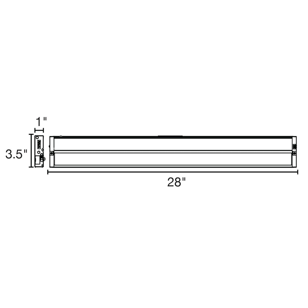 28" Undercabinet Bar w/USB/USB-C 5-CCT Selectable 12W, 120V - White