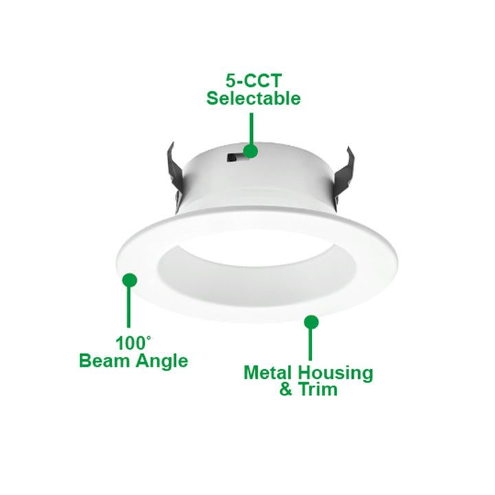 4" EcoValue Round Retrofit Downlight, 10W - White