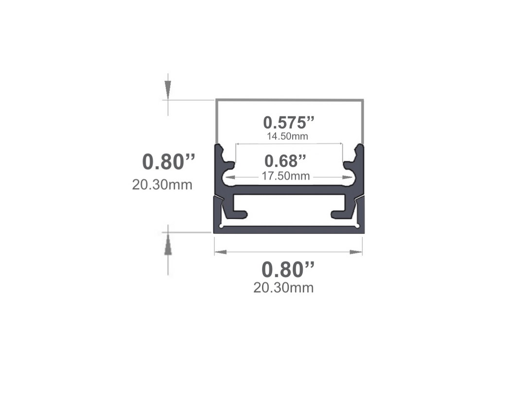 LED Channel - 975ASL - Slimline Square Surface, 10 ft - Silver