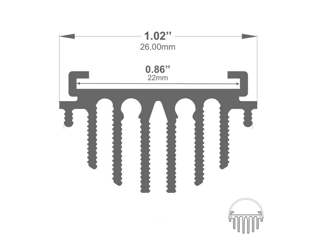 LED Channel - 858ASL - Round, 8 ft - Silver