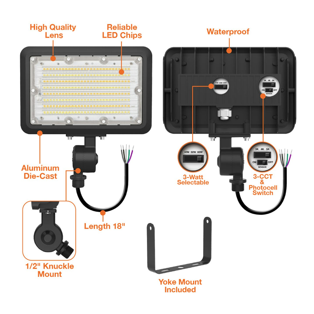 Mini Area Floodlights: XS-Line 3-CCT Selectables 60W/50W/40W - Black