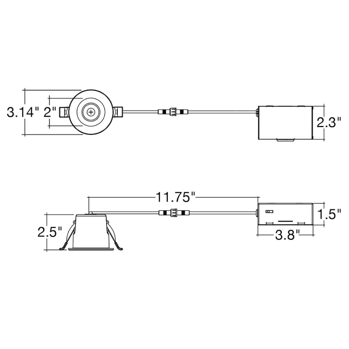 2" Smooth Downlight: SnapTrim-Line 5-CCT Select-Fire Rated 8W - White