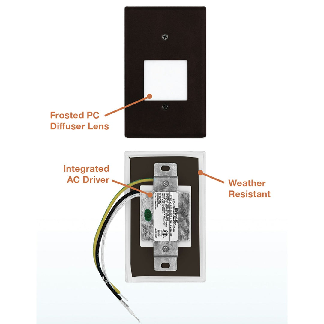 Step Light: 3 Interchangeable Faces: (Horizontal/Vertical)/ Flat Frost: Lux-Line