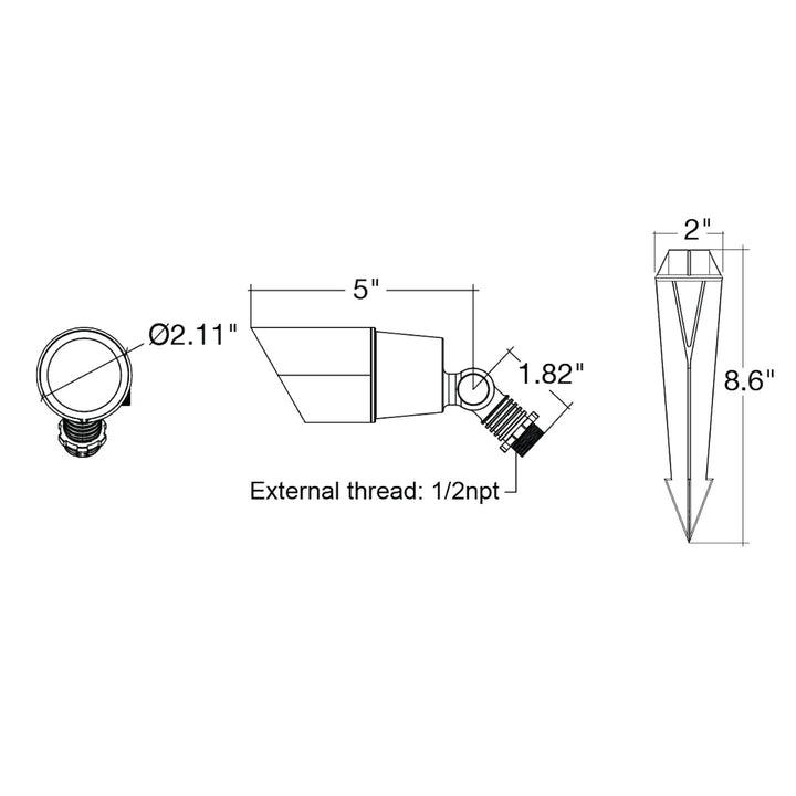 Landscape Bullet Light - Modern, 12V - Aluminum Bronze