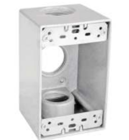 3x1/2 INCH One Gang Weatherproof Box,2-5/8" Deep Aluminum with Gray Color Include 2 Closure Plugs,Mounting Lugs and Grounding Screw,W/ UL mark, Must purchase carton quantities 40 pcs per carton