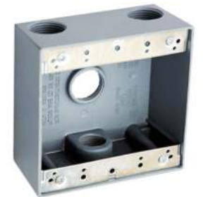 4x3/4 INCH Two Gang Weatherproof Box, 2-3/16" DeepAluminum with Gray Color Include 2 Closure Plugs,Mounting Lugs and Grounding Screw,W/ UL mark, Must purchase carton quantities 40 pcs per carton