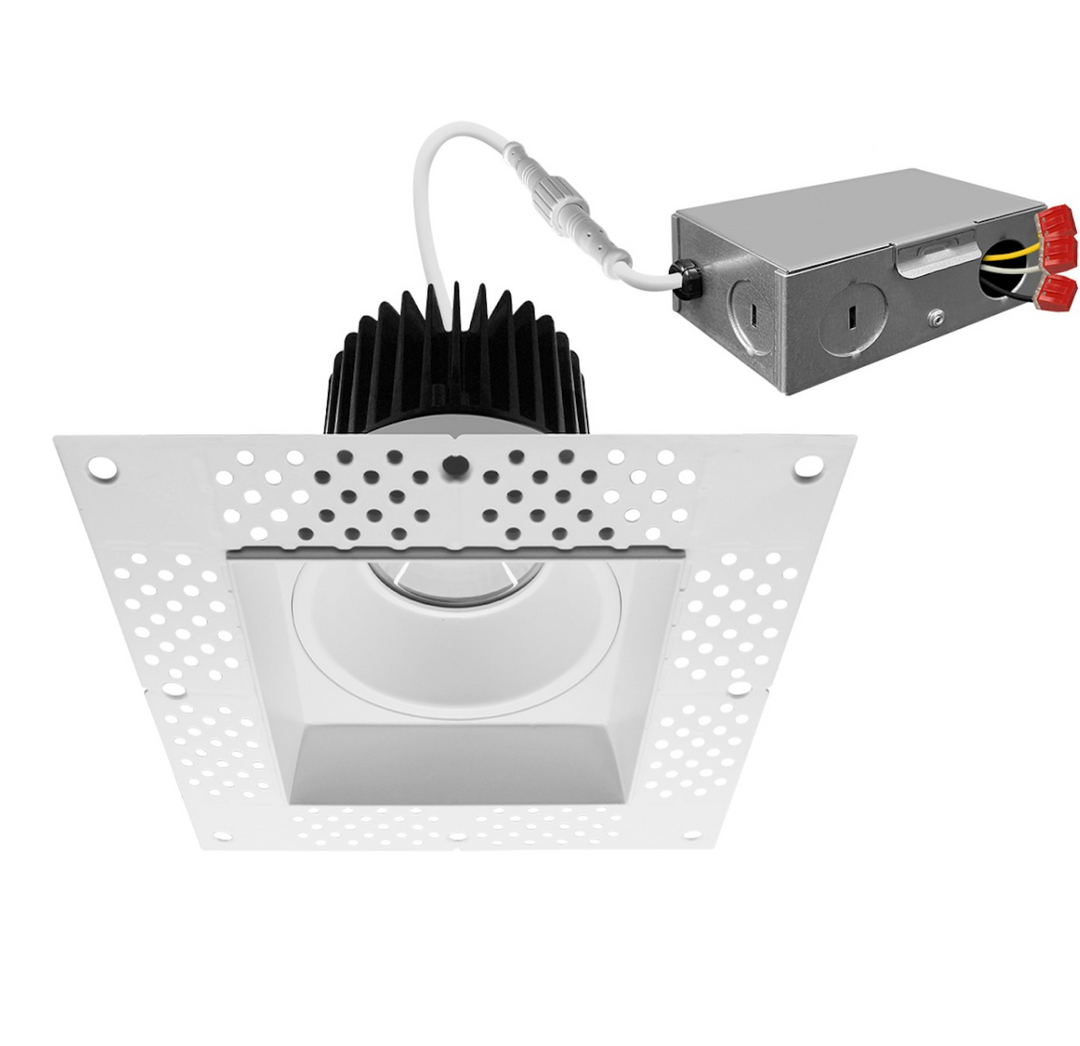 4" Square Downlight: Trimless-Line 5-CCT Selectable 15W - White