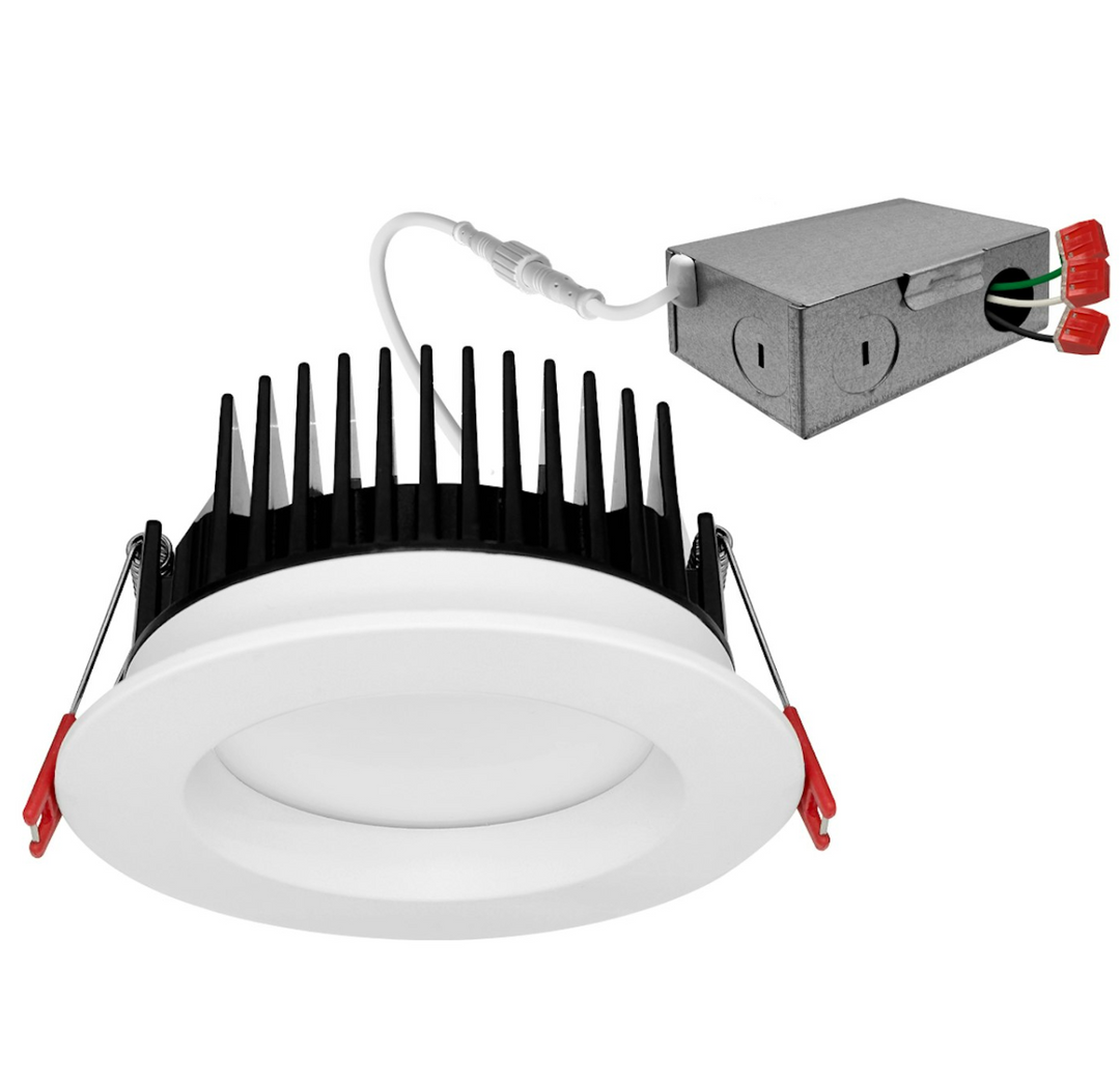 4" LED Frosted J-Box Canless Downlight 5-CCT Select 15W - White