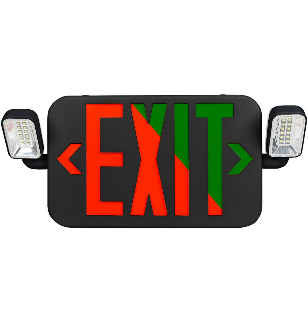 LED Emergency Exit Sign GREEN Single or Double Sided w/ Bug Eye