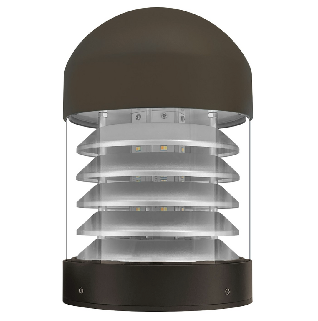 Bollard Head: Round Louver Dome Top 5-CCT Selectable 22W/16W/12W - Bronze