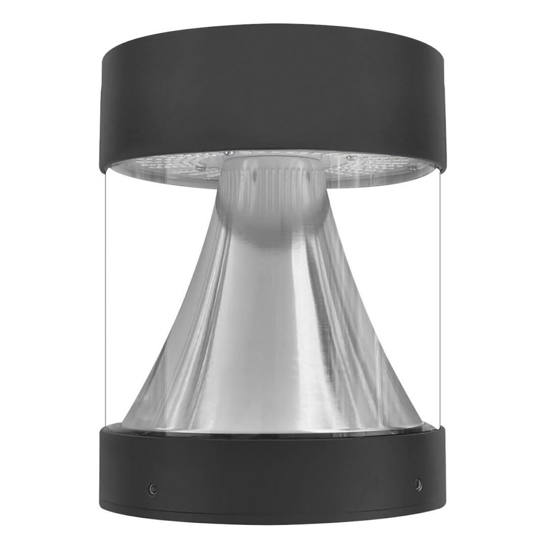 Bollard Head: Round Cone Flat Top 5-CCT Selectable 22W/16W/12W - Black