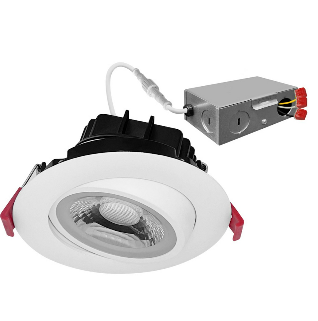 4" Gimbal Adjustable Downlight Canless, Dimmable, Warm to Dim, 12W - White