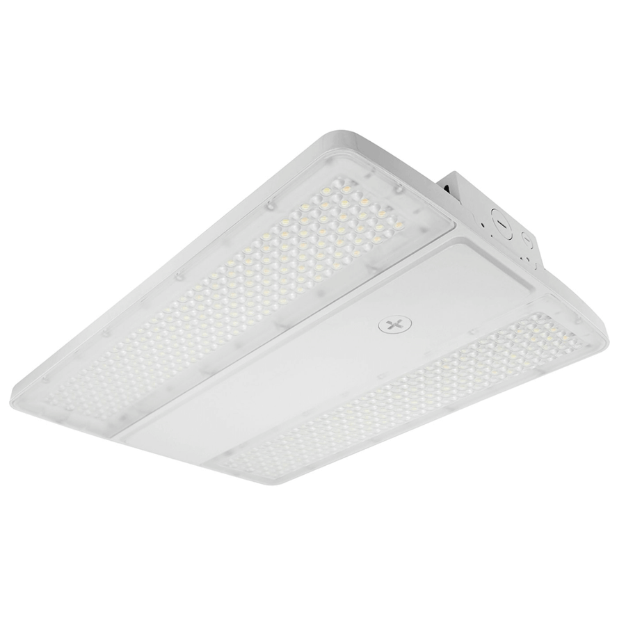Linear Highbay: Optic-Line, 3CCT/35k/40k/50k, 320W/290W/260W - White LED lighting fixture for industrial use.