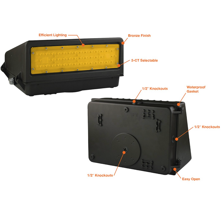 Full-Cutoff Wall Pack: FC-Line 2200K, 277-480V - Bronze