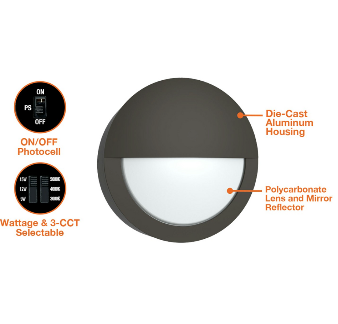 Bulk-Line: Round Bulk Head - Semi Circle, 120-277V, 3CCT - Bronze