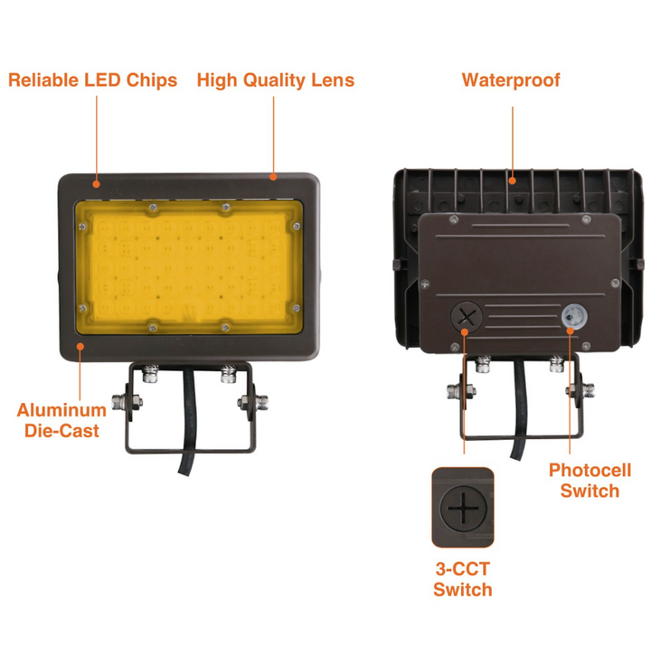 Mini Area Flood Lights: M-Line 2200K, 50W/35W, 120-277V - Bronze
