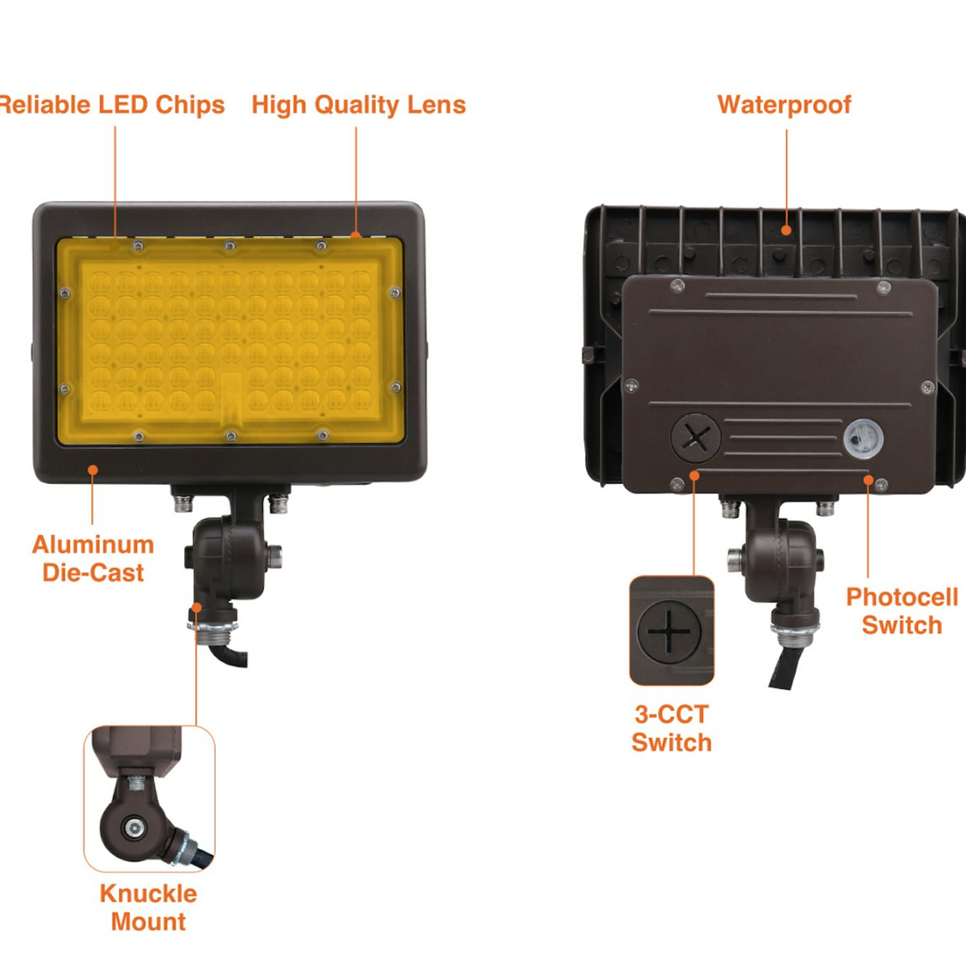 Mini Area Flood Lights: M-Line 2200K, 30W/15W, 120-277V - Bronze