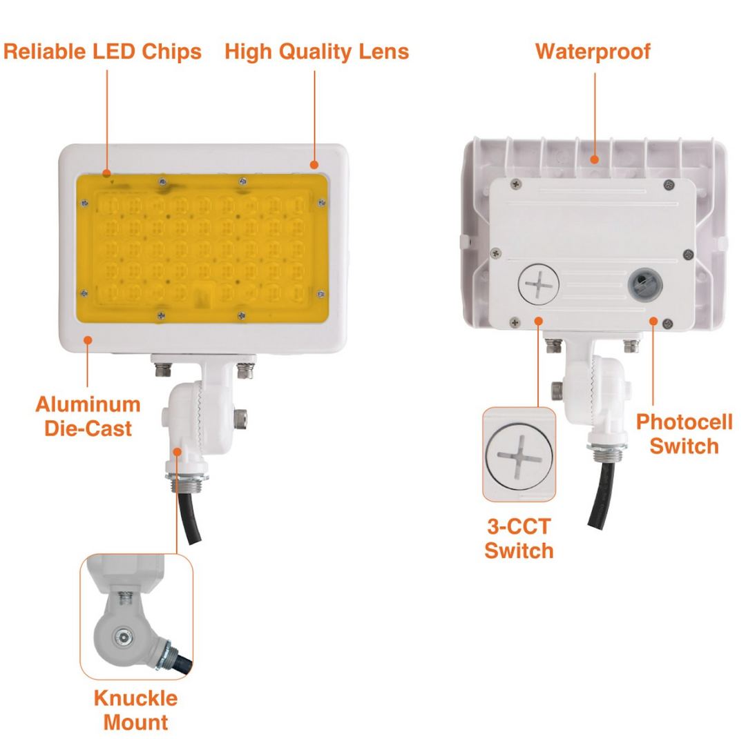 Mini Area Flood Lights: M-Line 2200K, 50W/35W, 120-277V - White