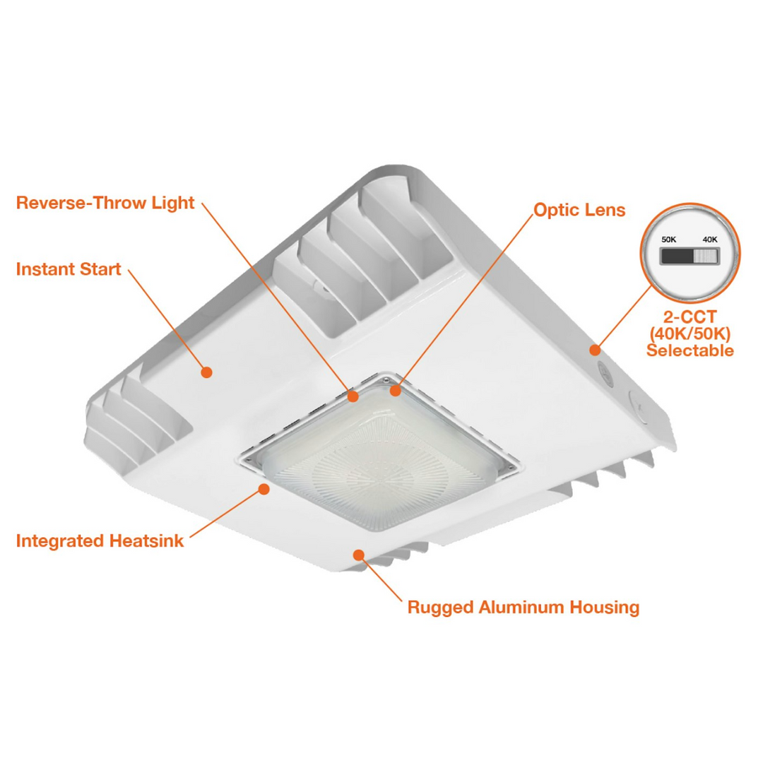 Large Square Canopy: Slim-Line, 150W/86W/53W, 2CCT - White