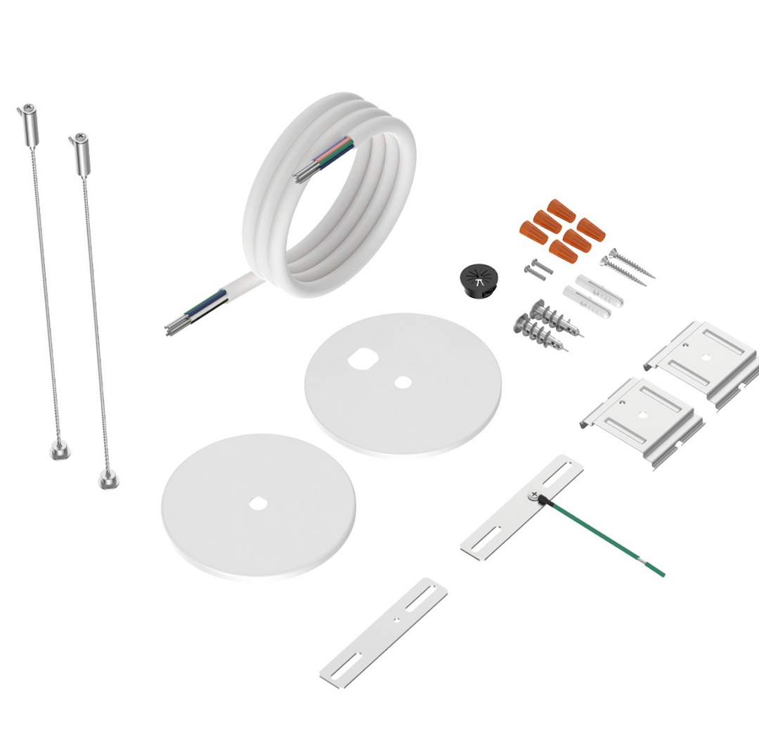 Suspension Kit: 1 x 6' 5-Wire Black Cord, 2 x 6' Cable, 2 x Canopy - White