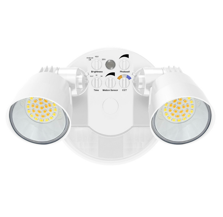 Security Flood Light with Motion Sensor, 16W/25W, 3CCT, 120V - White