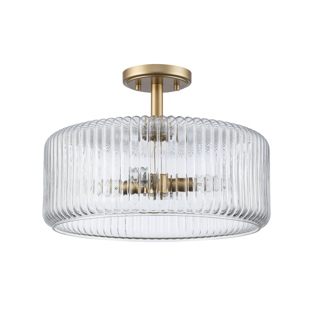 Quartz Quarters Ribbed Glass Semi-Flush Mount