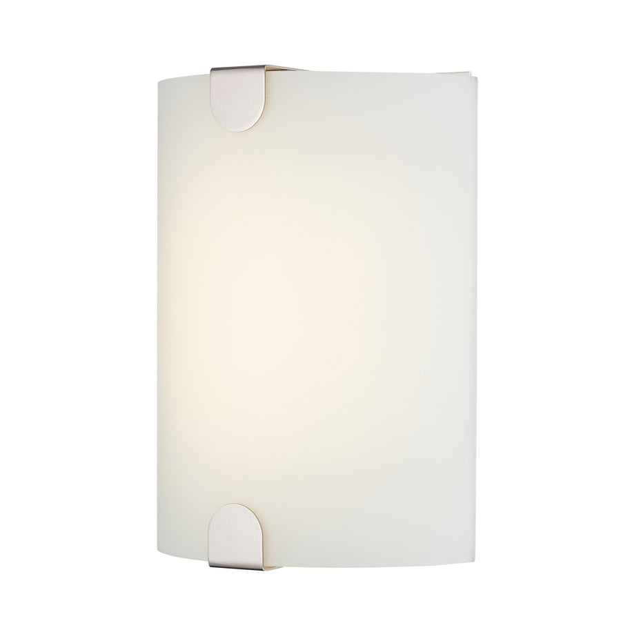 Zorand 12" LED Wall Sconce with White Frosted Glass - Brushed Nickel | LED-22970 BN
