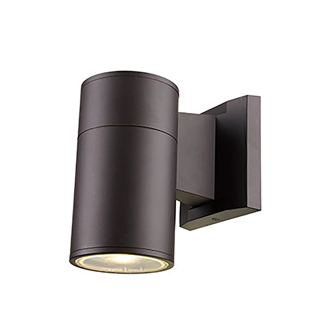 Compact Collection, Tubular/Cylindrical, Outdoor Metal Wall Sconce Light - Bronze