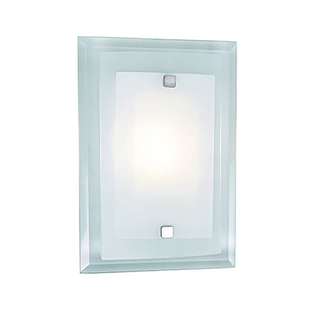 2-Light Rectangular Indoor Contemporary Wall Sconce Light Double Glass -  Polished Chrome