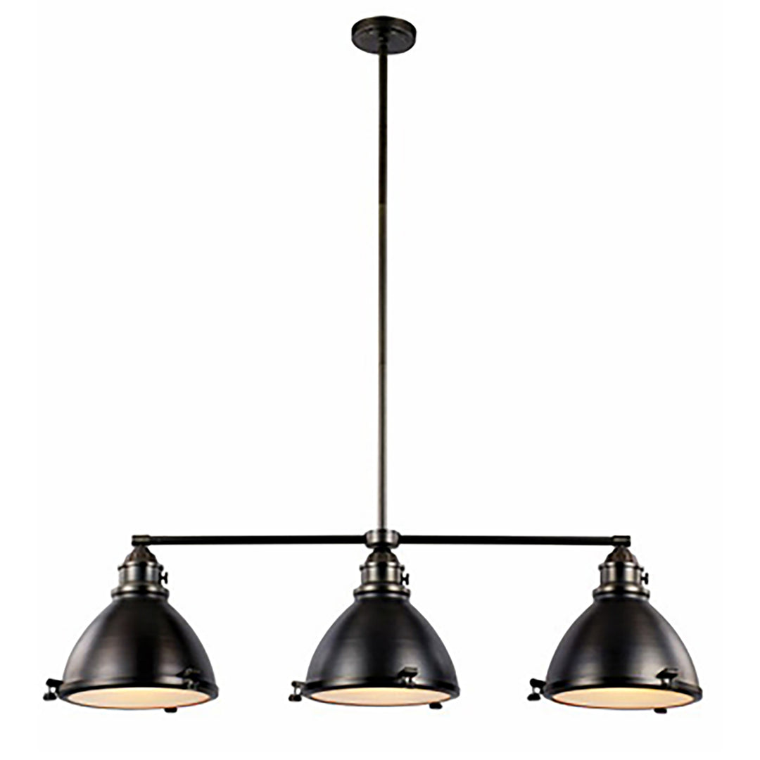 3 - Light 13" Island Retro Industrial - Weathered Bronze