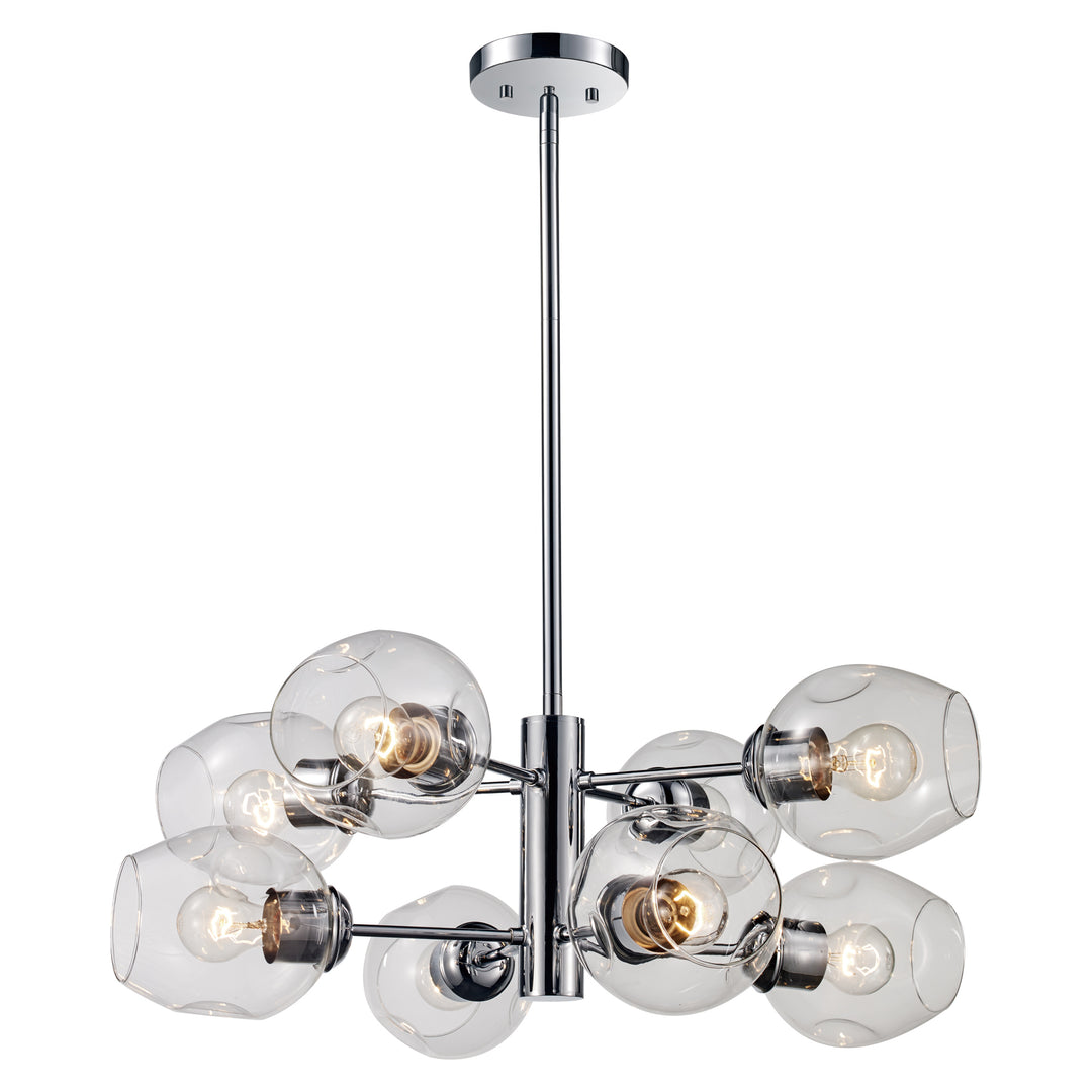8LT Pendant XIA 8-Light, 8-Shade Glass and Metal Mid-Century Style Sputnik Chandelier