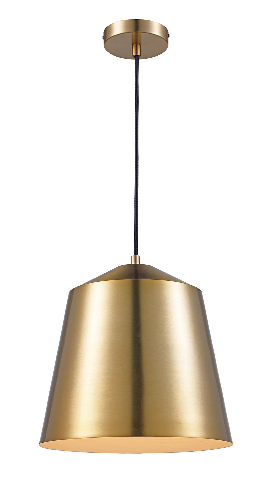 1-Light Bell Shade Metal  Drum - Antique Gold