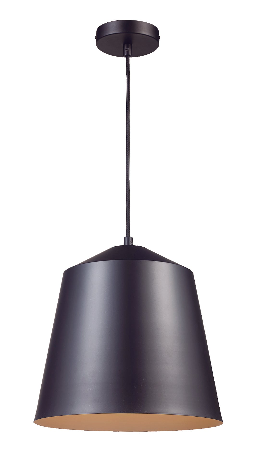 1-Light Bell Shade Metal  Drum - Black