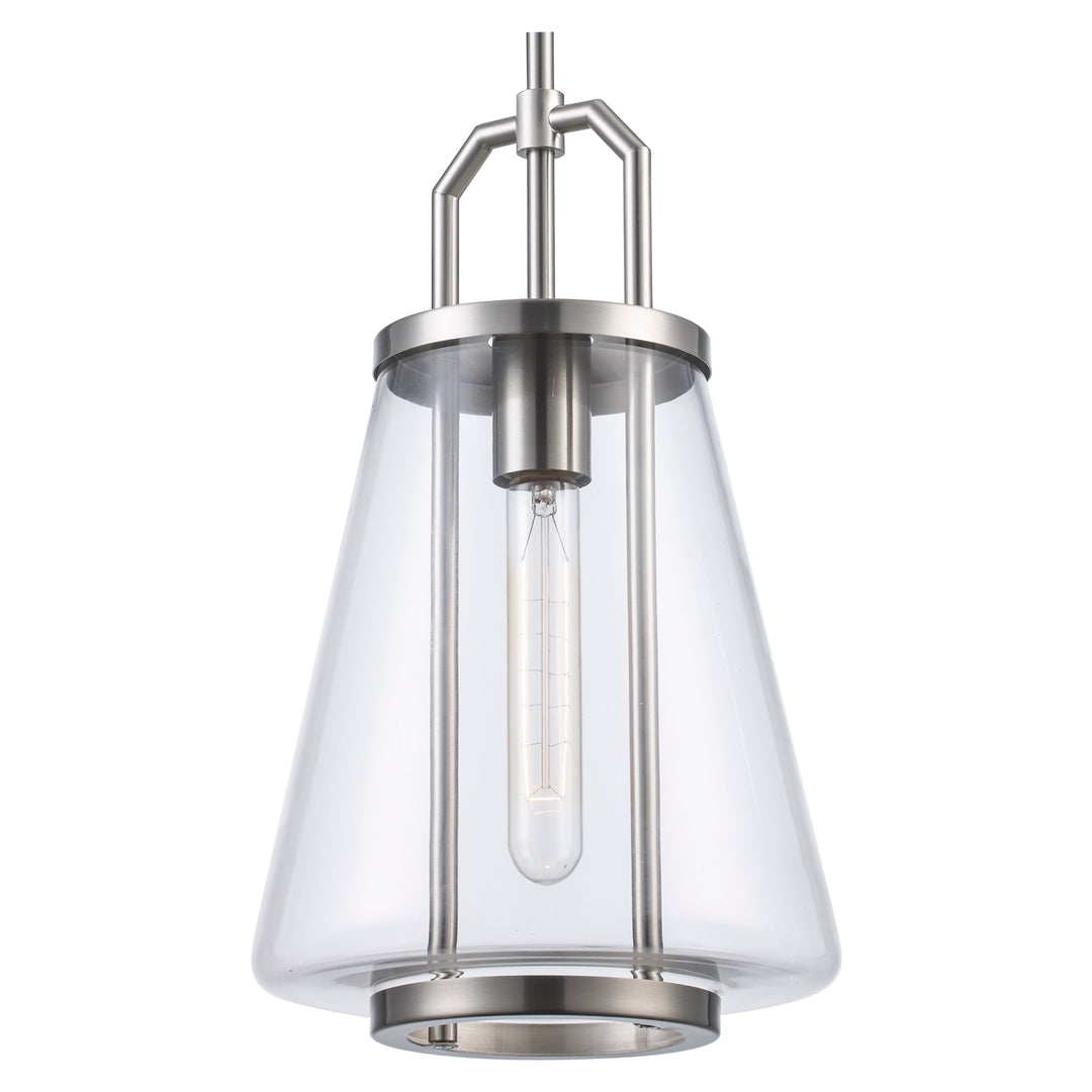 1-Light with Cone Glass Shade - Brushed Nickel