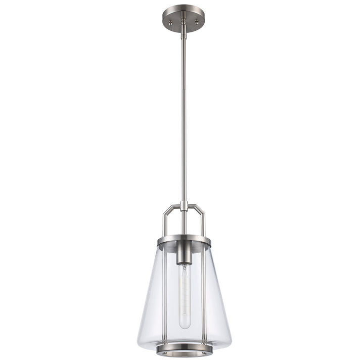 1-Light with Cone Glass Shade - Brushed Nickel